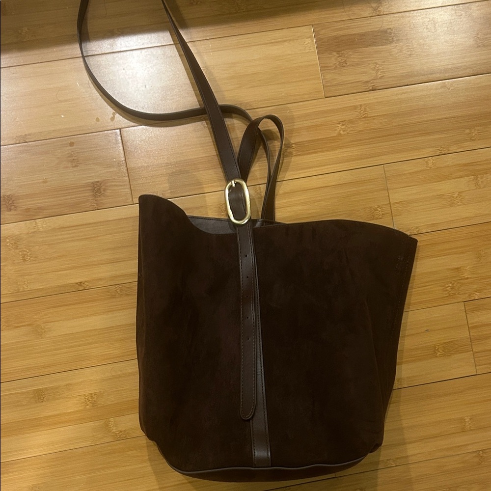 Women's Dark Brown Suede Shoulder Bag